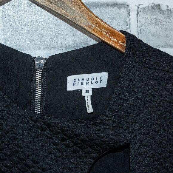 CLAUDIE PIERLOT textured sleeveless FAFFINEE Dress in Black Women's size 38 - Picture 2 of 10